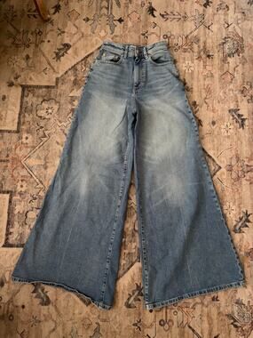 DL1961 Lucila Ultra High Rise Wide Leg Jeans Wythe Wash Womens 25 Denim